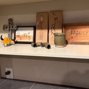 Hand Crafted Ceramic Art with Blue and Brown Tones